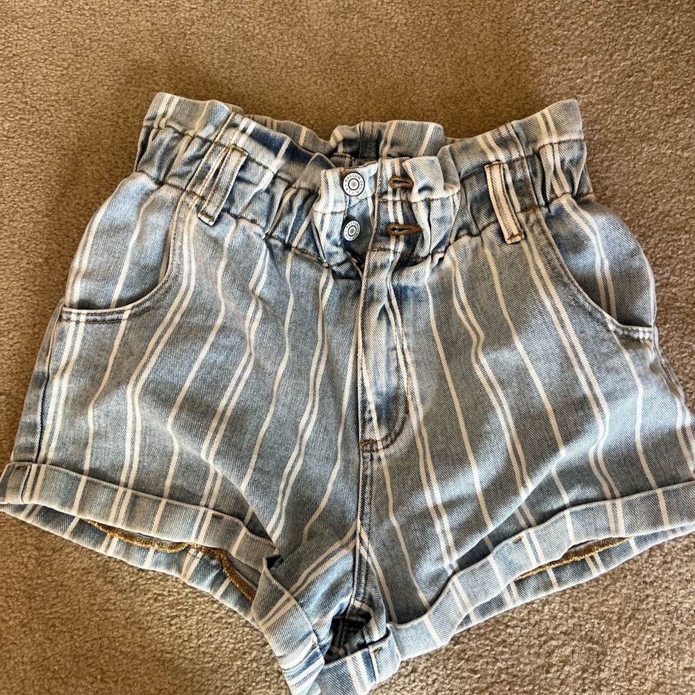 PacSun Blue and White Striped Jean Shorts